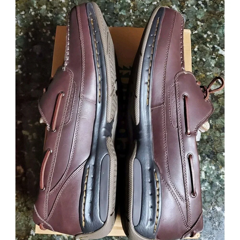 New Dunham Men's Shoreline Leather Loafers Size 15 4E Dark Brown NIB Boat Shoes - Picture 7 of 16